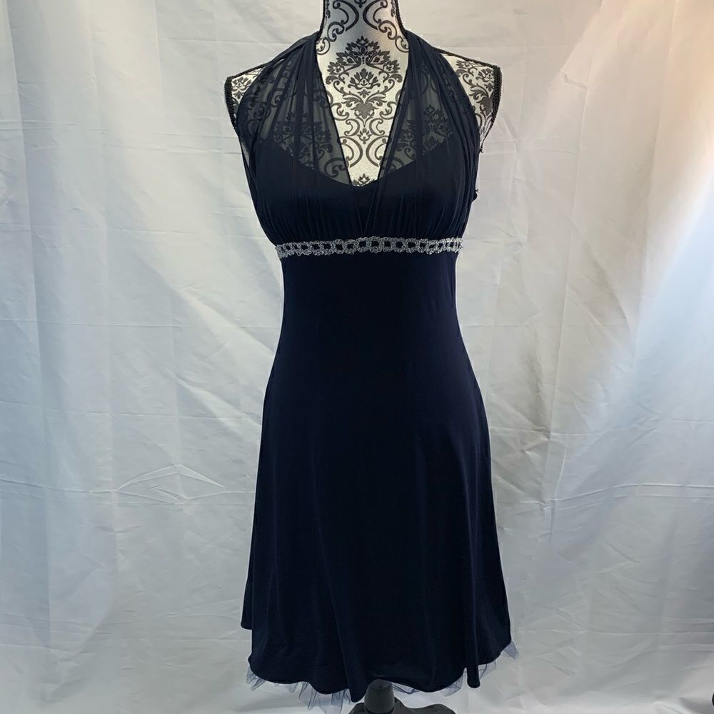 Teeze Me Navy halter dress w/silver sparkl… - Picture 9 of 11
